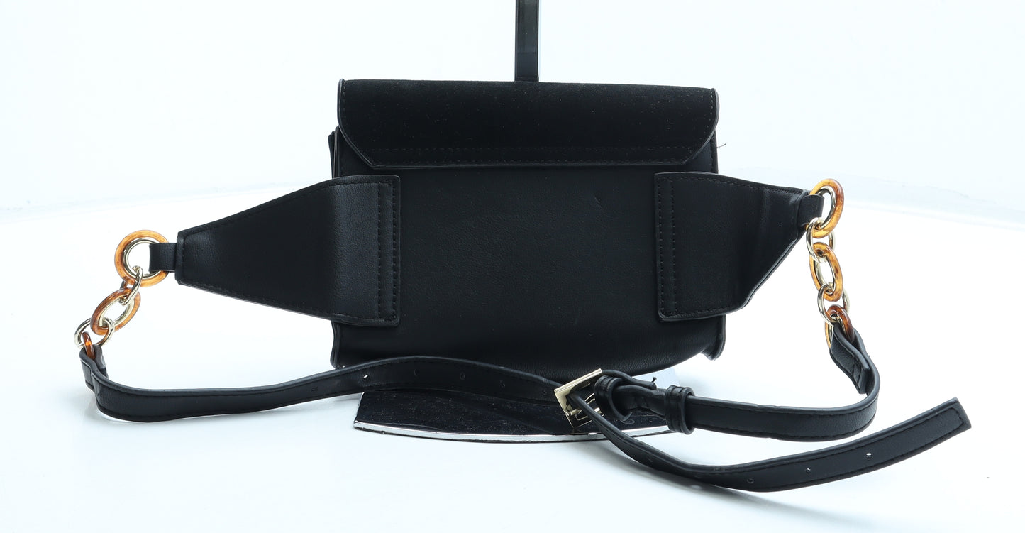 Topshop Womens Black Polyurethane Belt Bag & Waist Pack Size Small - Bag Depth 4cm Chain Deatil