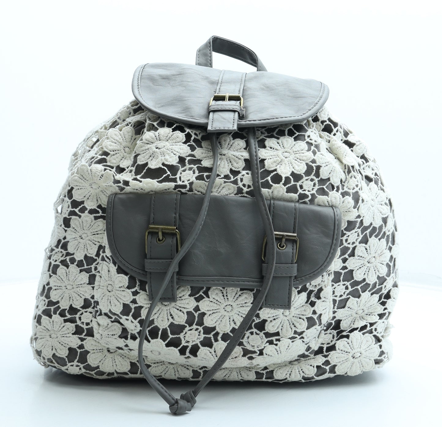 Claires Womens White Floral Cotton Backpack Size Large