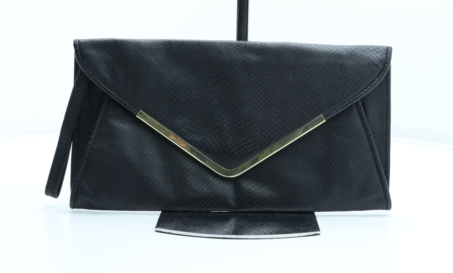 Atmosphere Womens Black Polyurethane Clutch Size Small - Bag Depth 1cm