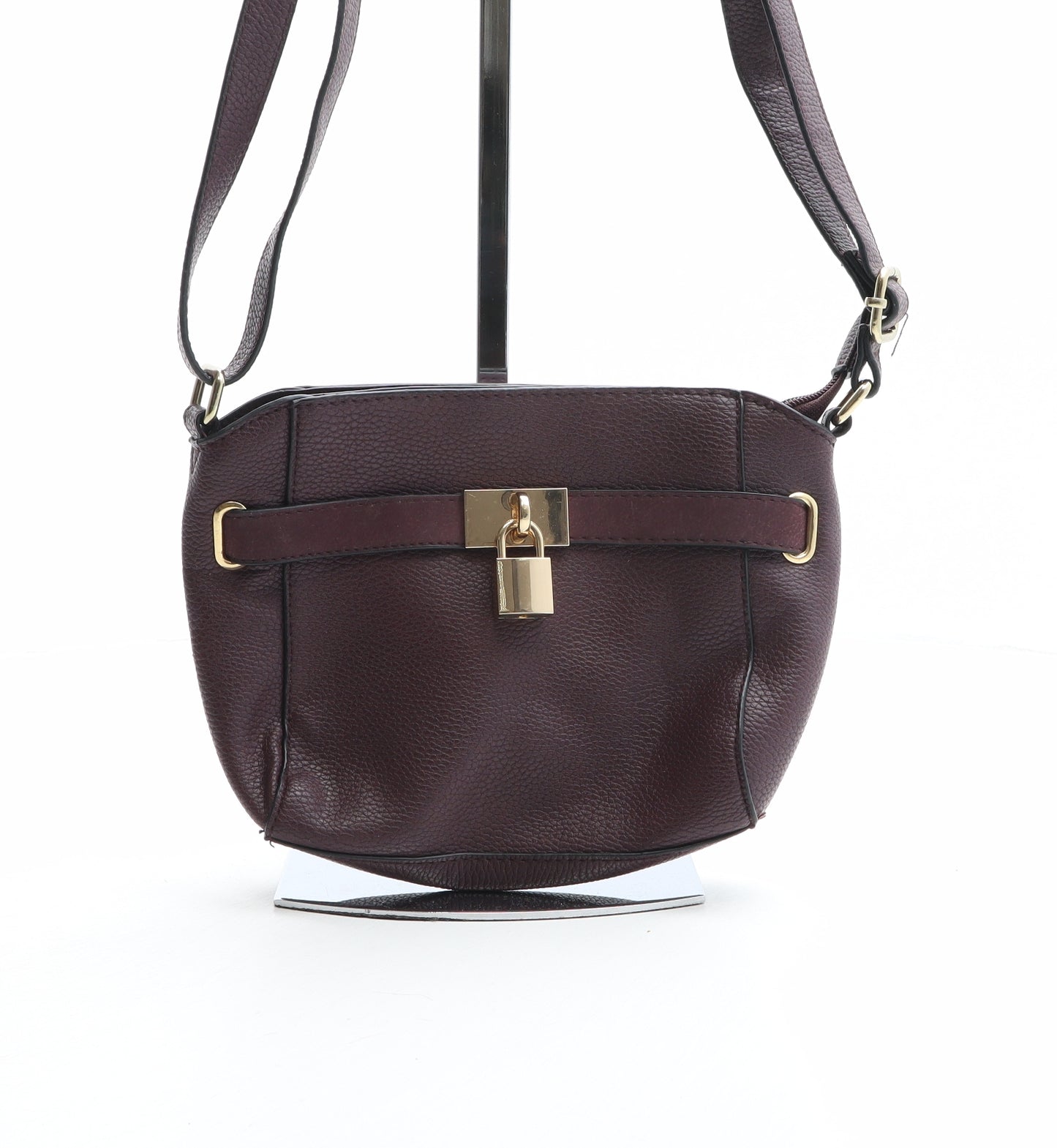 F&F Womens Purple PVC Crossbody Size Medium - Padlock Detail