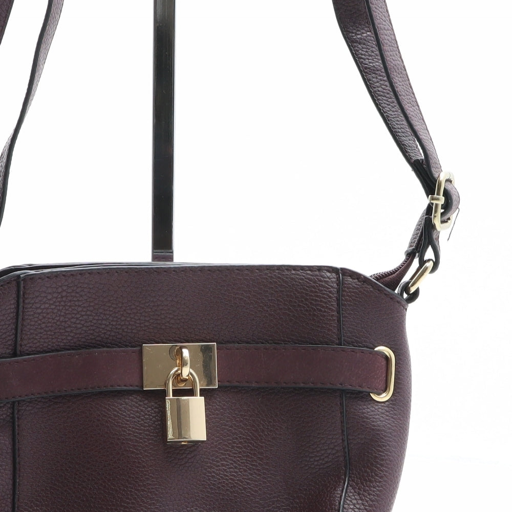 F&F Womens Purple PVC Crossbody Size Medium - Padlock Detail
