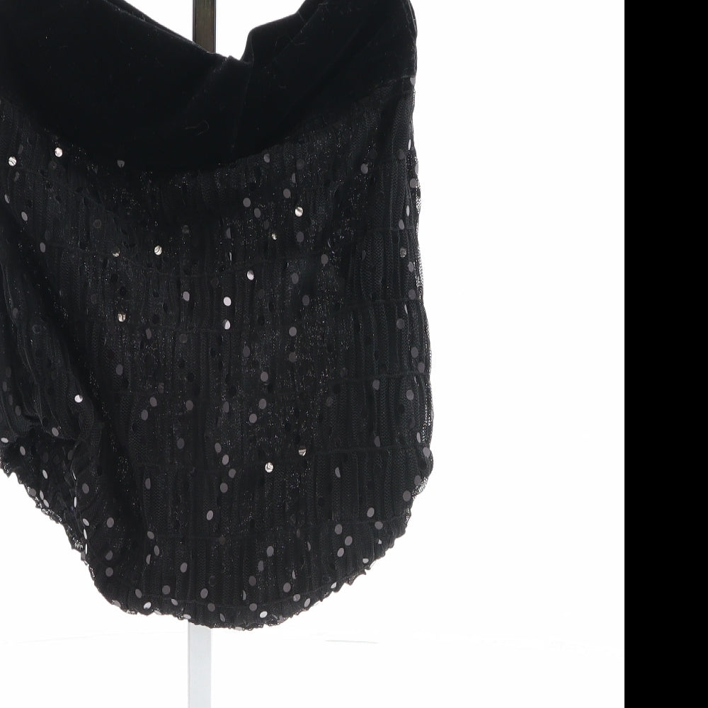 Gale Hayman Womens Black Polyester Top Handle Bag Size Small