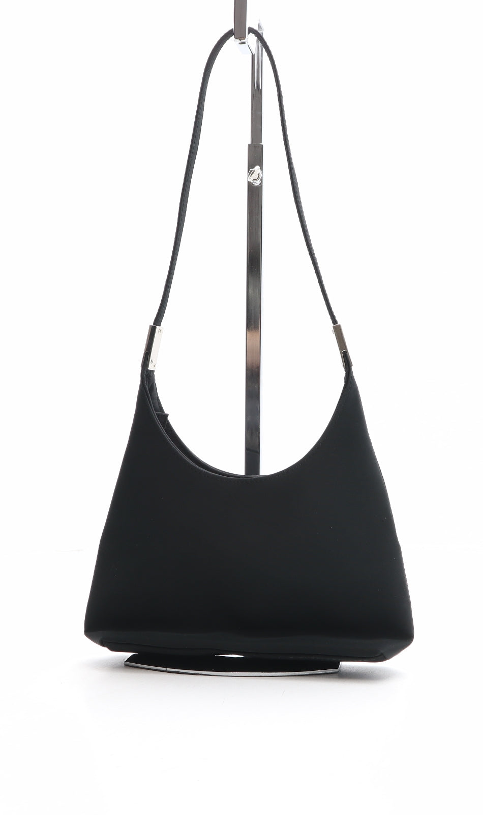 Preworn Womens Black Polyester Shoulder Bag Size Mini