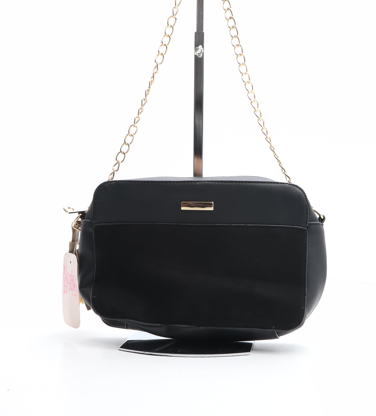 Nicole Brown Womens Black PVC Crossbody Size Small
