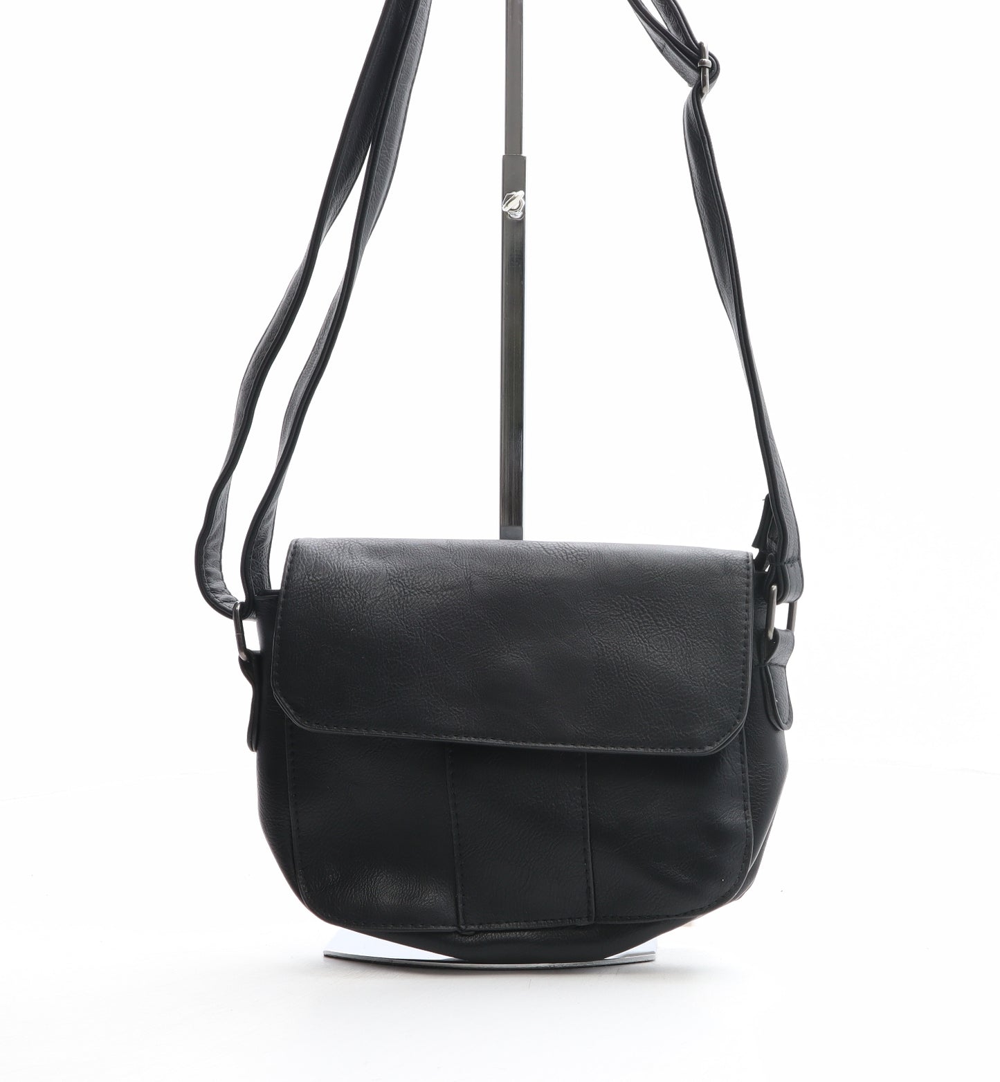 Preworn Womens Black Polyurethane Crossbody Size Small