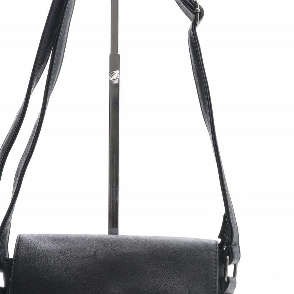 Preworn Womens Black Polyurethane Crossbody Size Small
