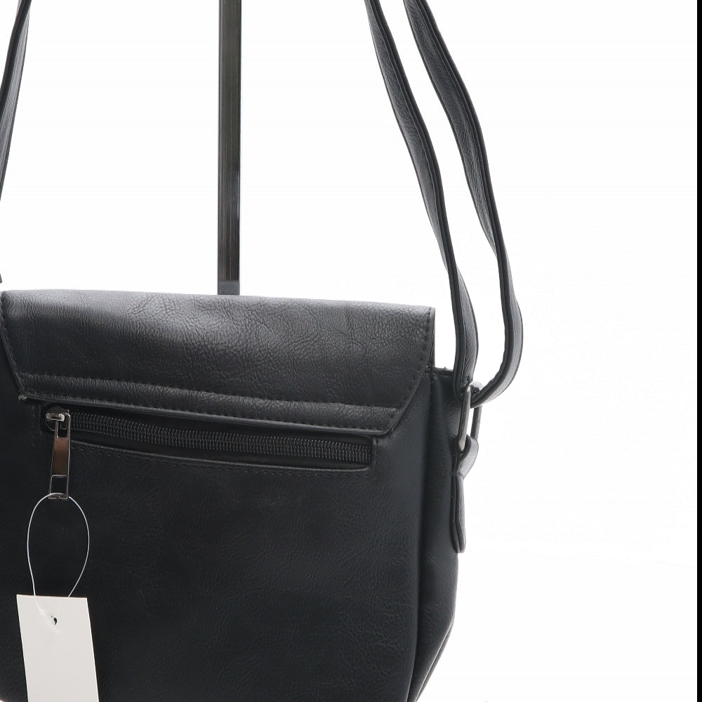 Preworn Womens Black Polyurethane Crossbody Size Small