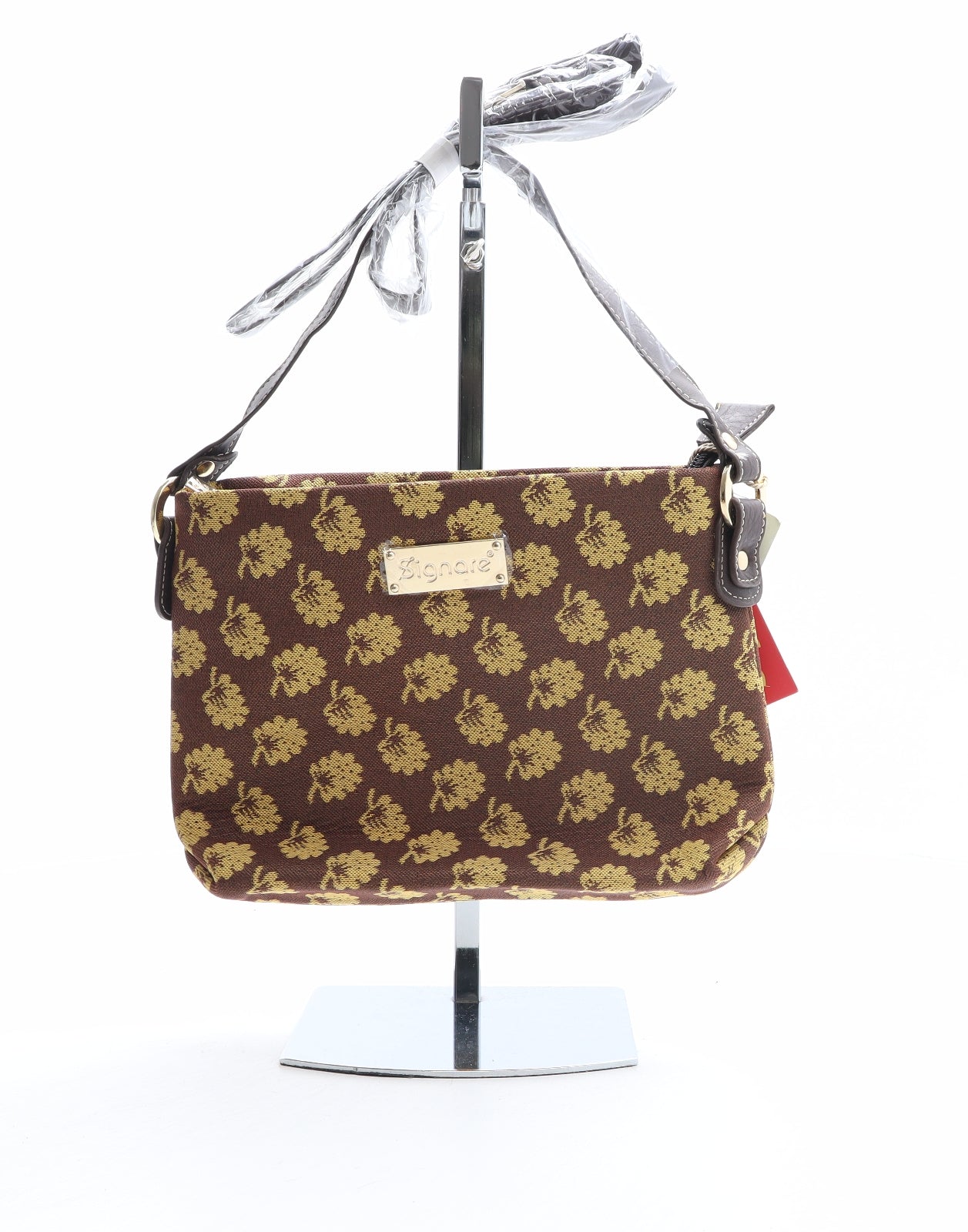 Signare Womens Brown Floral Polyester Crossbody Size Medium