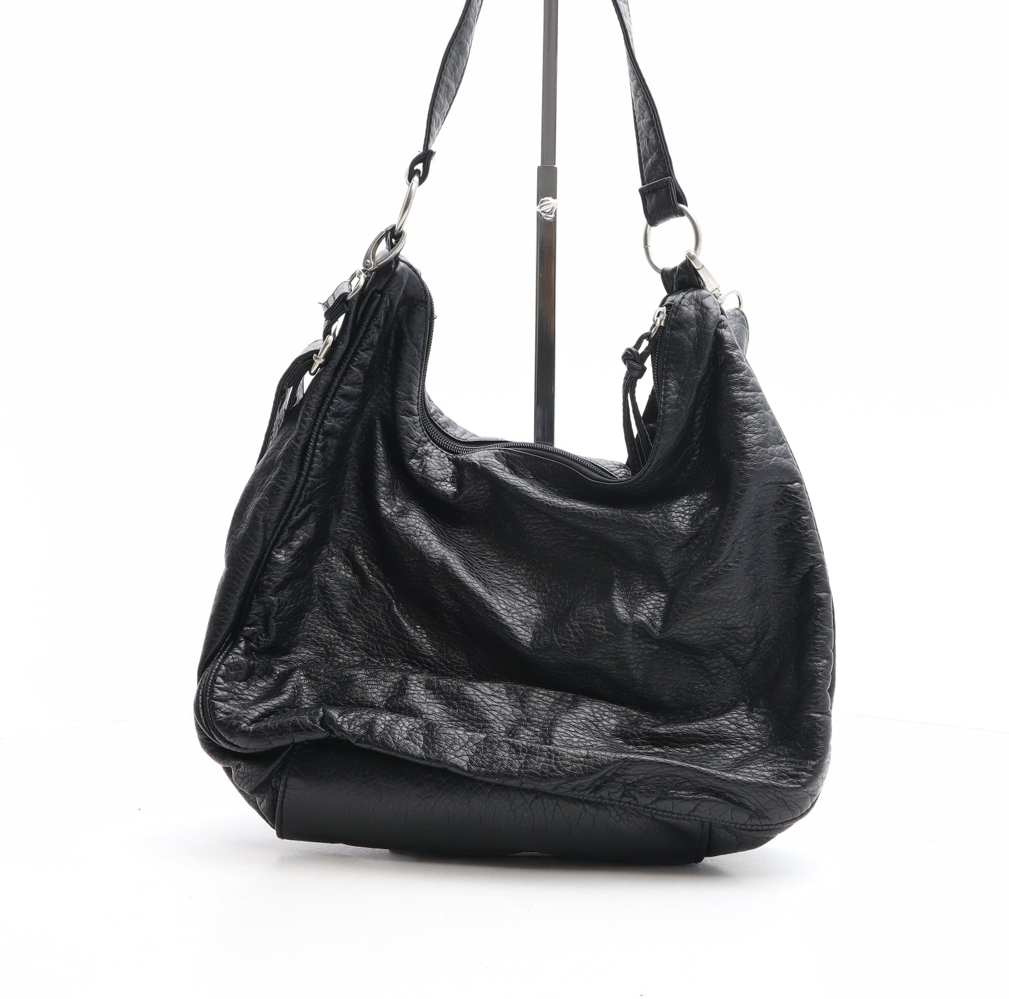 New Look Womens Black Polyurethane Hobo Bag Size Medium
