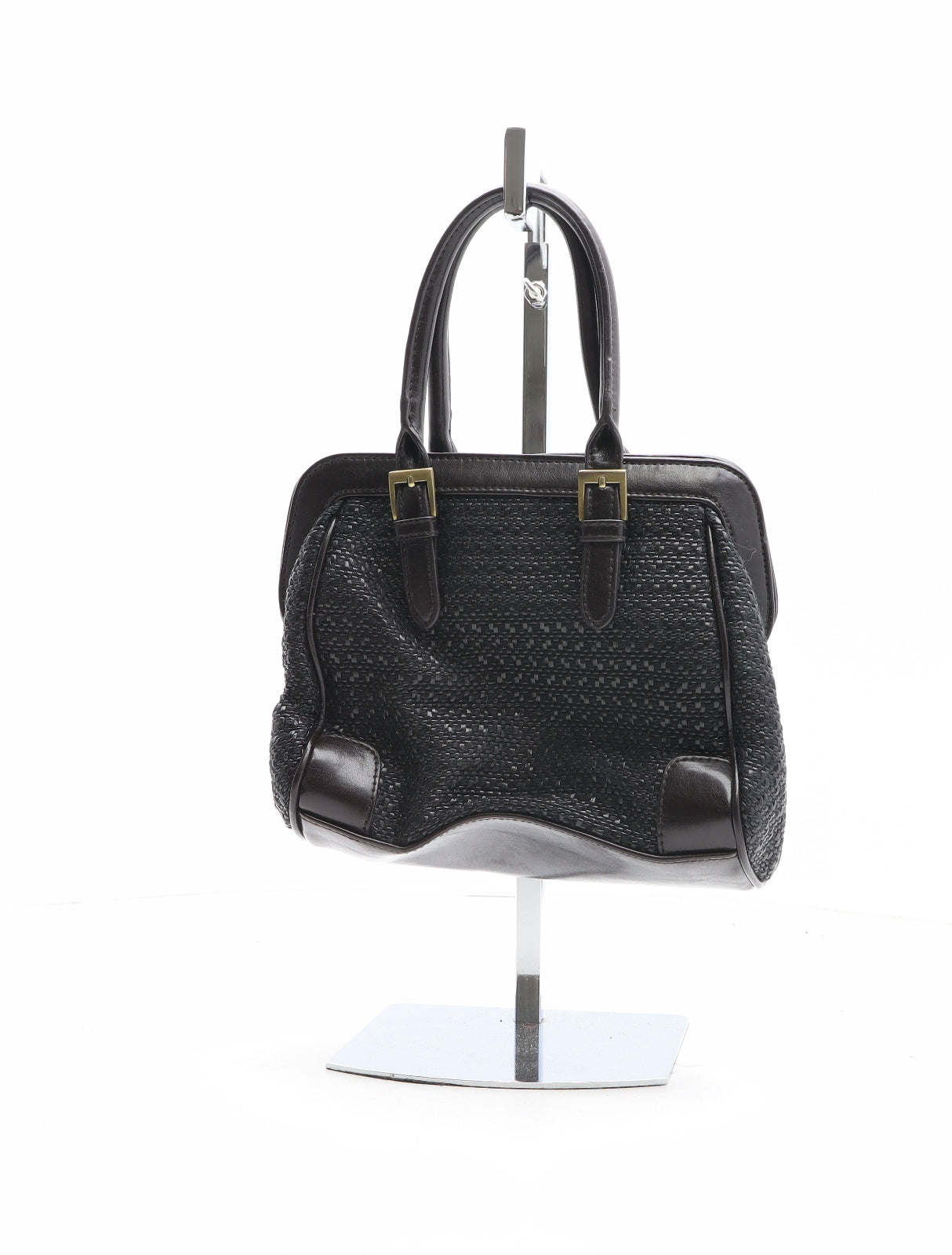 Preworn Womens Black PVC Top Handle Bag Size Small