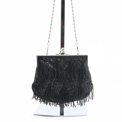 Preworn Womens Black Polyester Clutch Size Mini