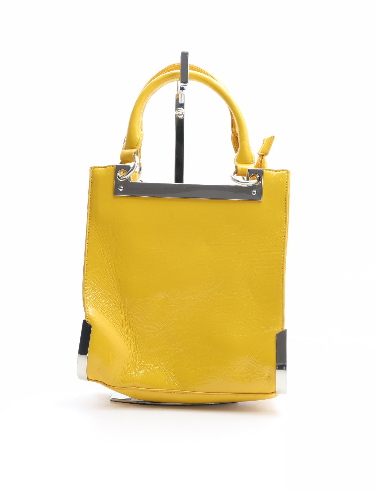Faith Womens Yellow Polyurethane Top Handle Bag Size Medium