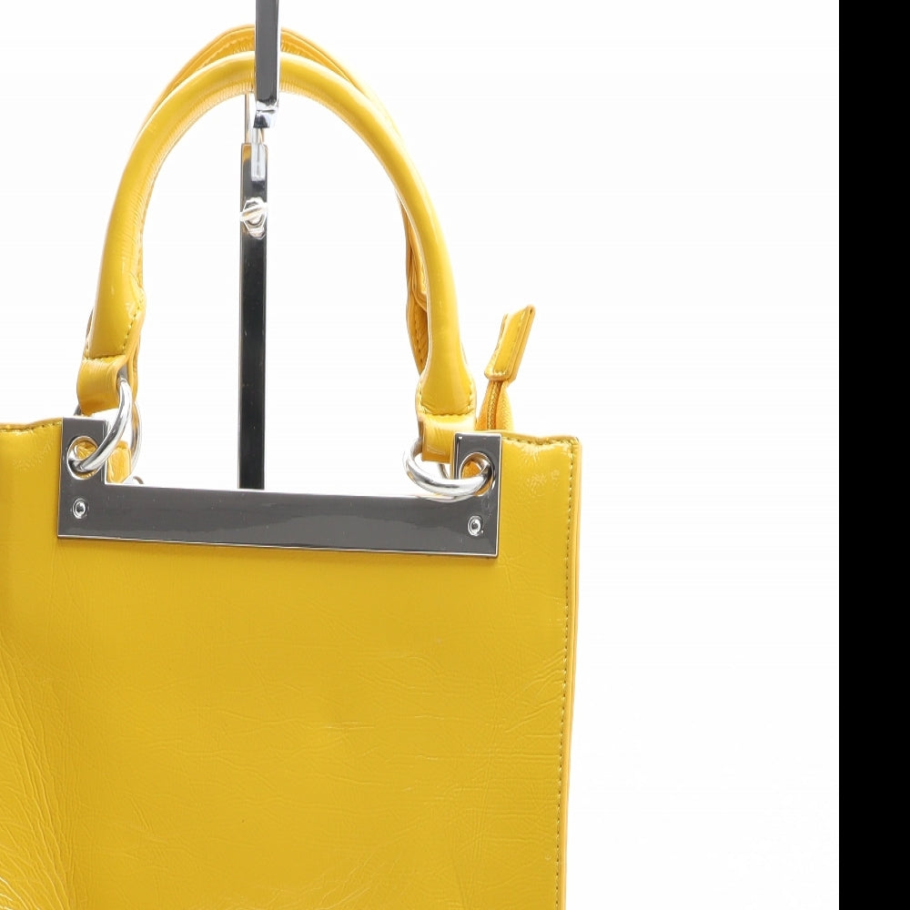 Faith Womens Yellow Polyurethane Top Handle Bag Size Medium