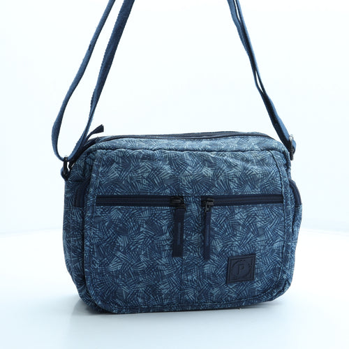 Pavers Womens Blue Geometric Polyester Crossbody Size Small