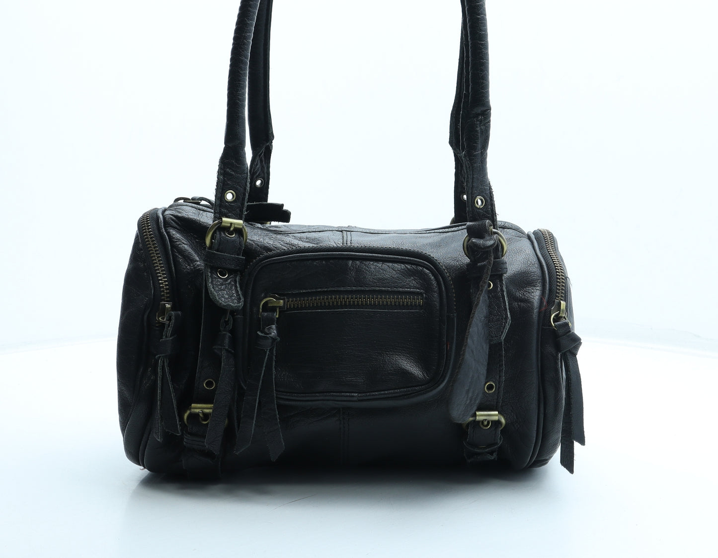 Topshop Womens Black Leather Shoulder Bag Size Medium