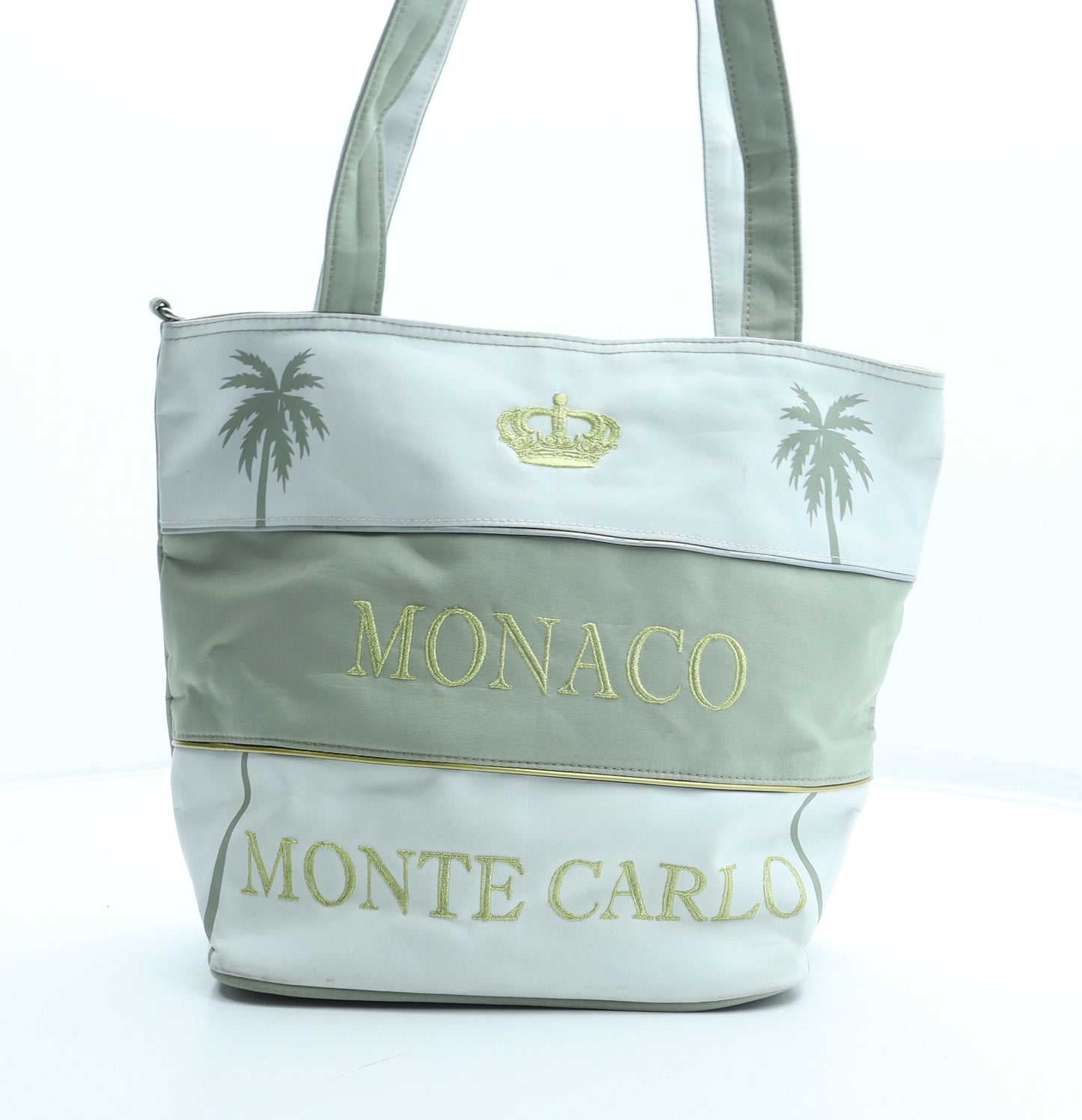 Manaco Womens Green Colorblock Polyester Top Handle Bag Size Medium