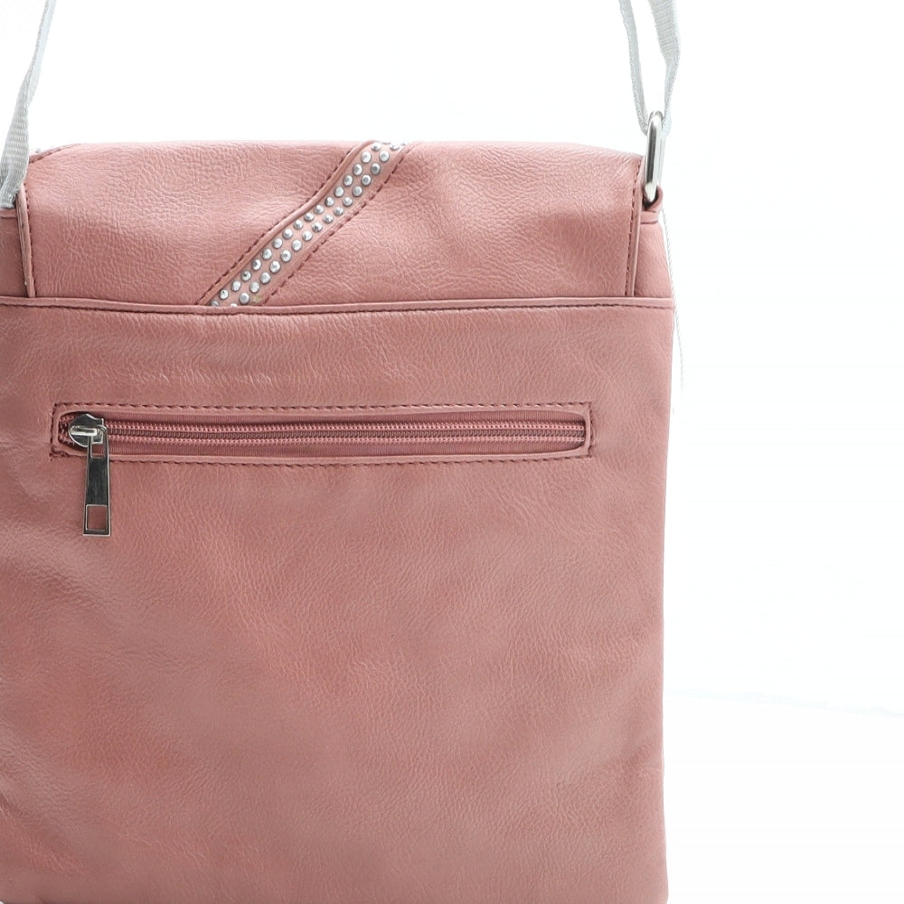 JIE Bags Womens Pink Polyurethane Crossbody Size Medium - Flower Detail