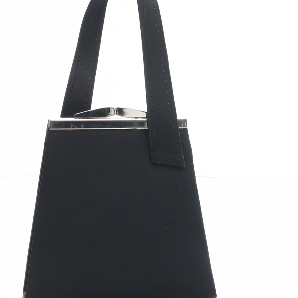 Preworn Womens Black Polyester Top Handle Bag Size Micro