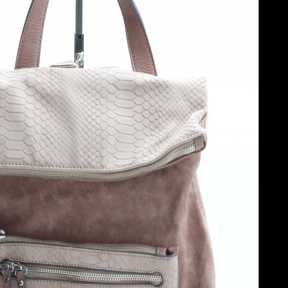 NEXT Womens Pink Polyurethane Backpack Size Medium - Snake Skin Texture