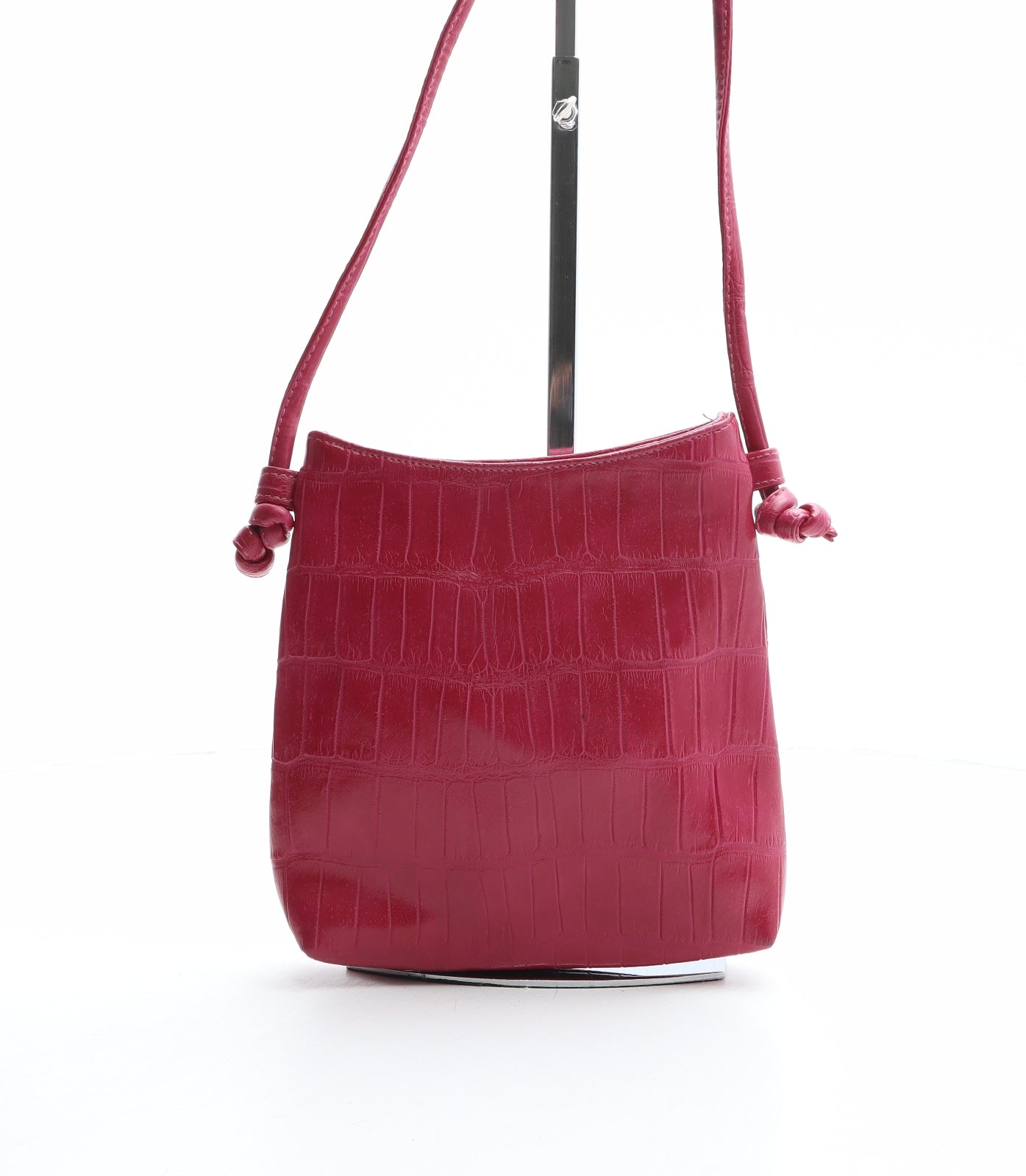 Crisan Womens Pink Animal Print Polyurethane Crossbody Size Small - Crocodile Texture