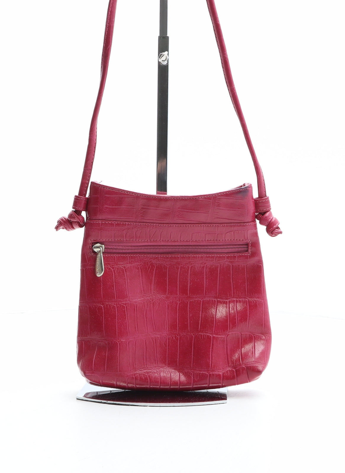 Crisan Womens Pink Animal Print Polyurethane Crossbody Size Small - Crocodile Texture