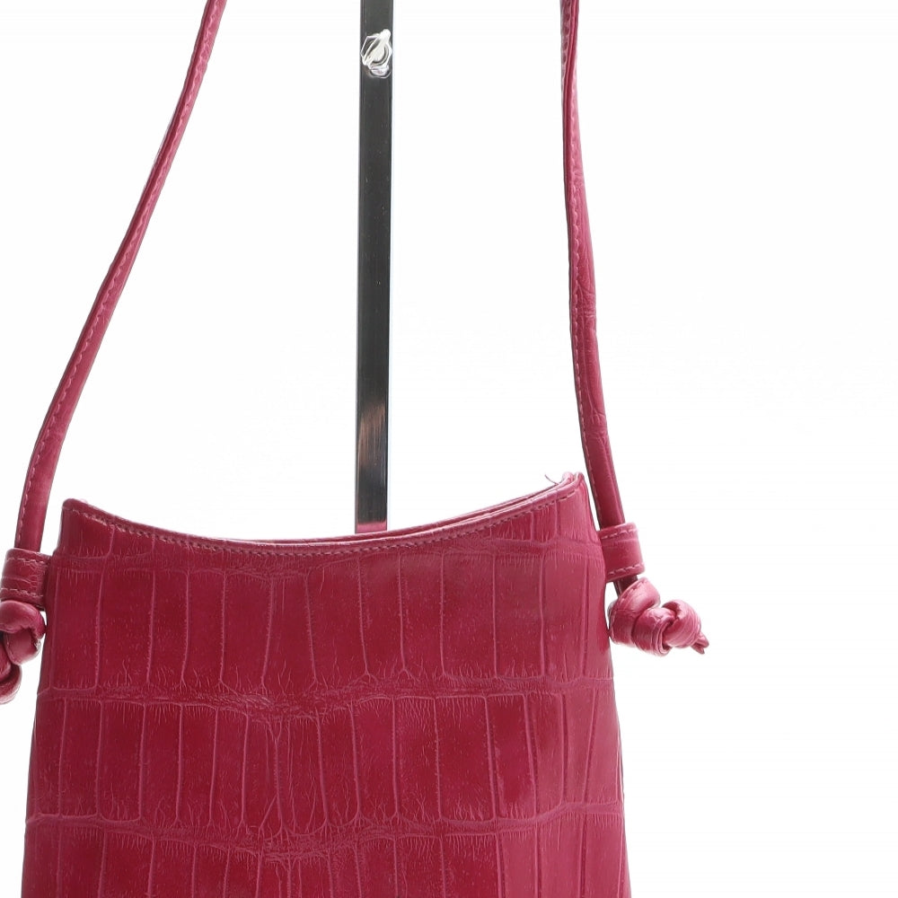 Crisan Womens Pink Animal Print Polyurethane Crossbody Size Small - Crocodile Texture