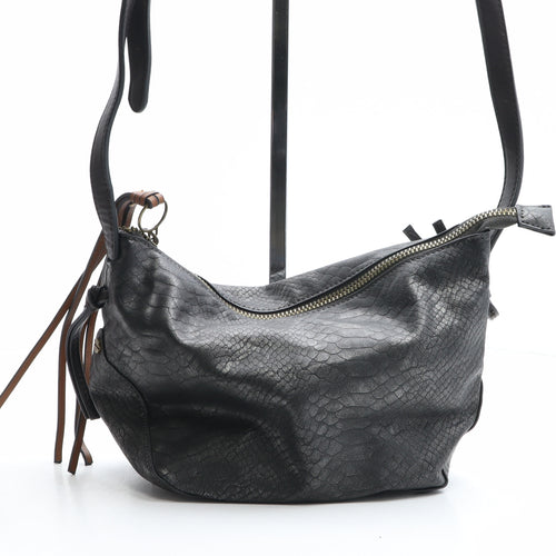 NEXT Womens Black Animal Print Polyurethane Crossbody Size Medium - Snake Skin Texture