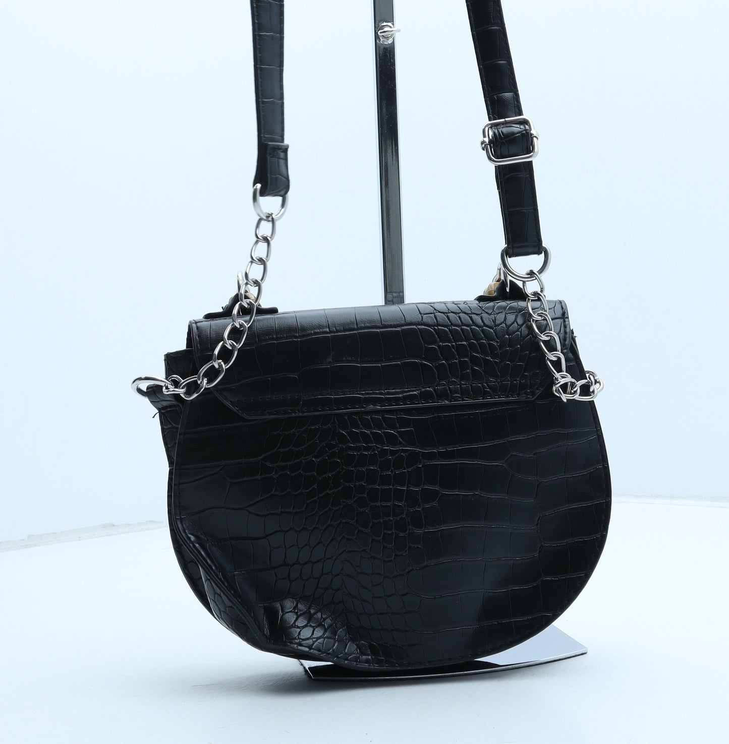 Primark Womens Black PVC Crossbody Size Small - Croc Texture