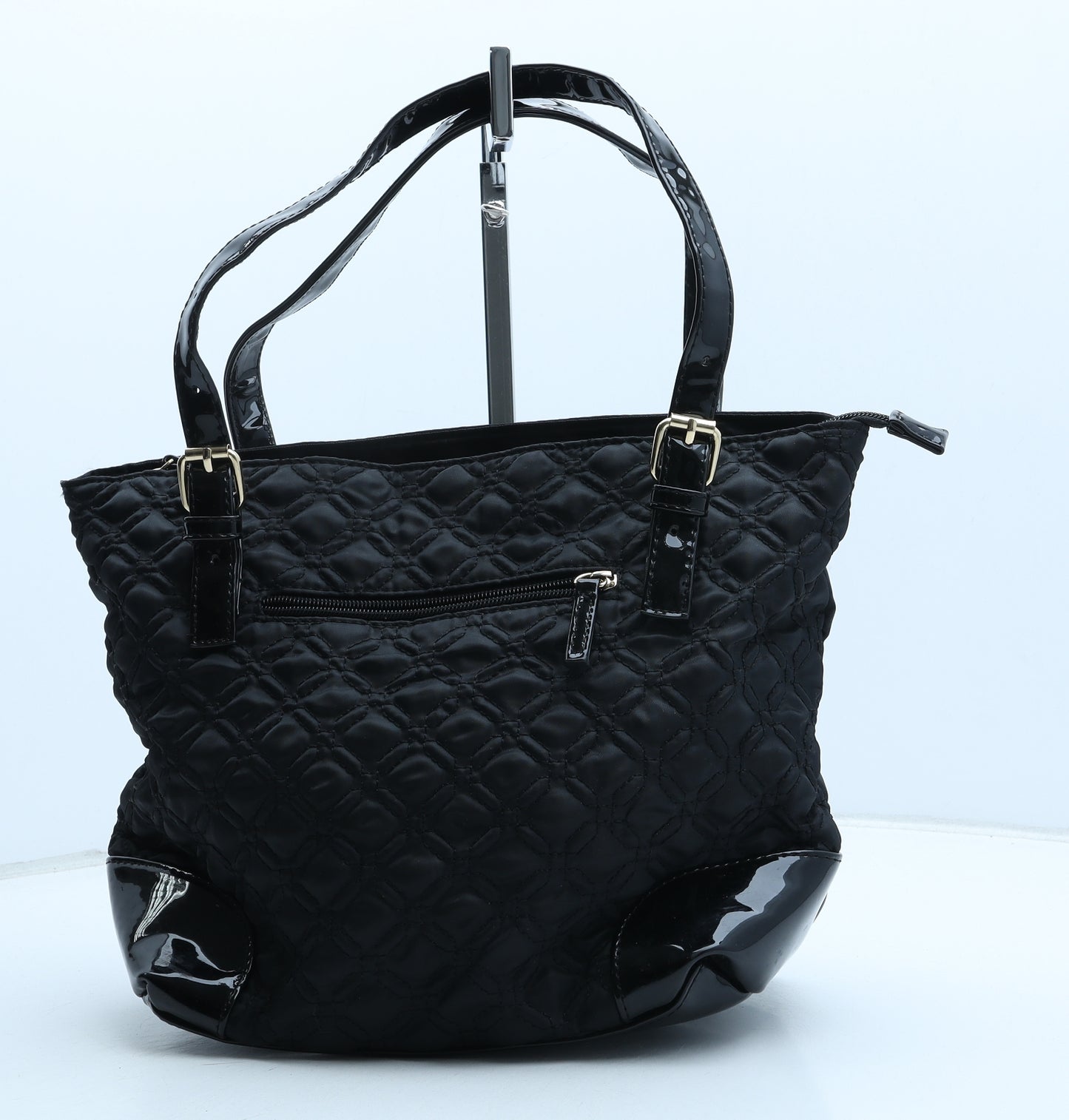 Preworn Womens Black PVC Top Handle Bag Size Medium