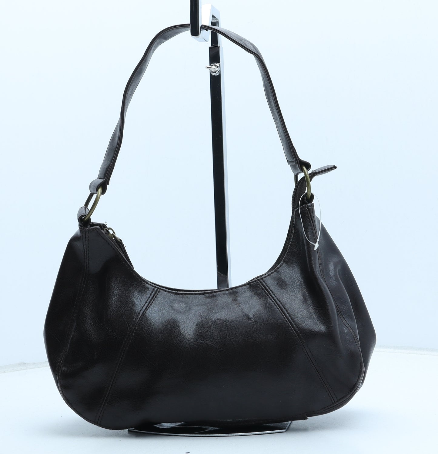 F&F Womens Brown Polyurethane Shoulder Bag Size Small