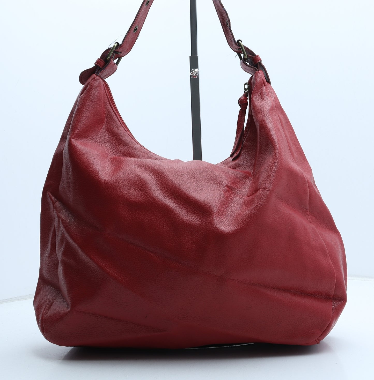 Preworn Womens Red Polyurethane Shoulder Bag Size Large