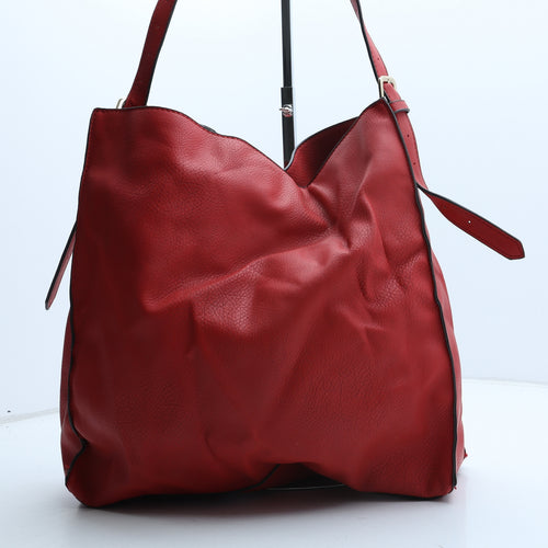 JustFab Womens Red Polyurethane Shoulder Bag Size Large