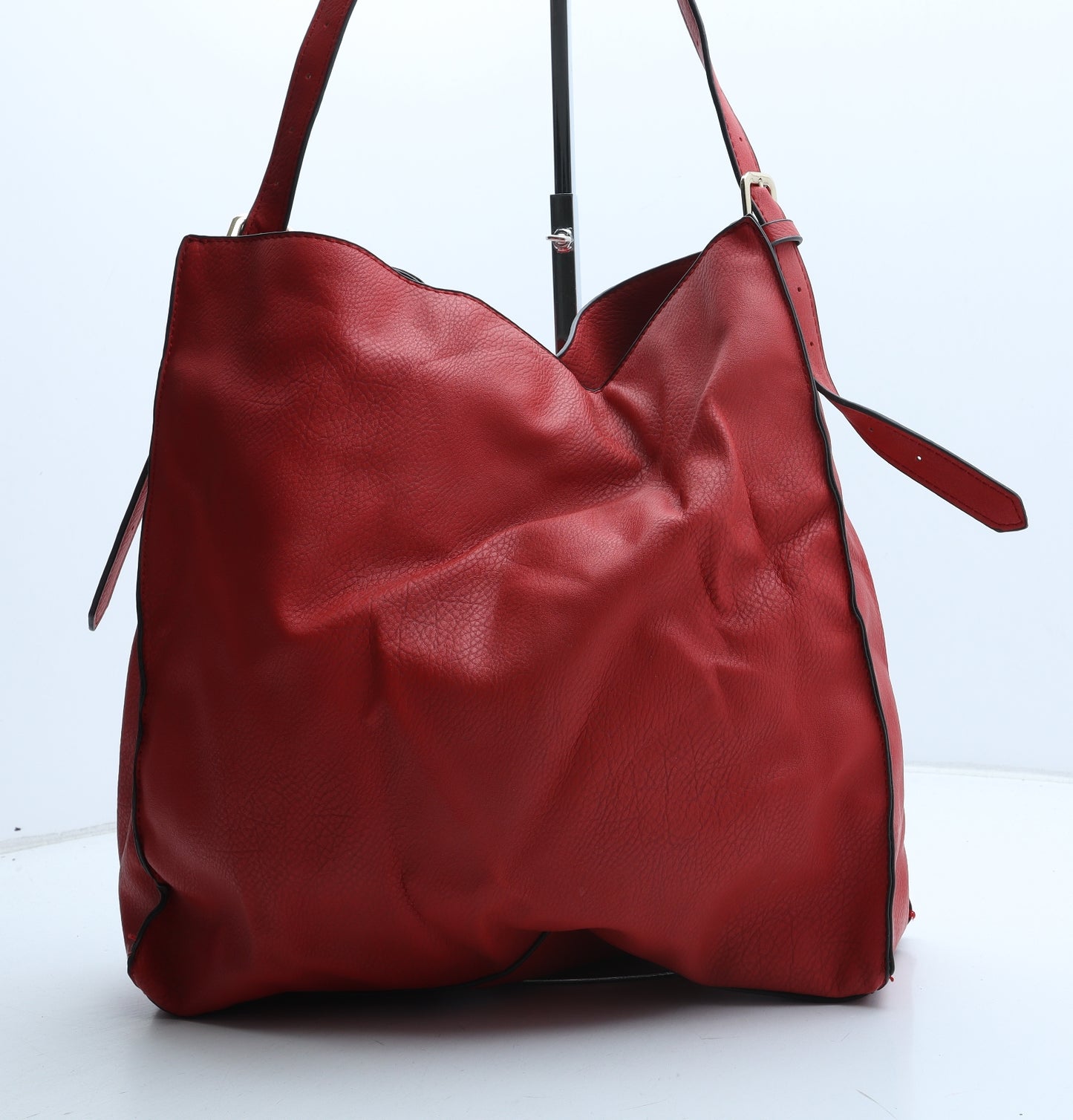 JustFab Womens Red Polyurethane Shoulder Bag Size Large