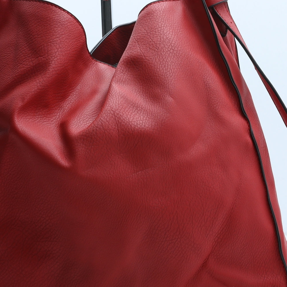 JustFab Womens Red Polyurethane Shoulder Bag Size Large