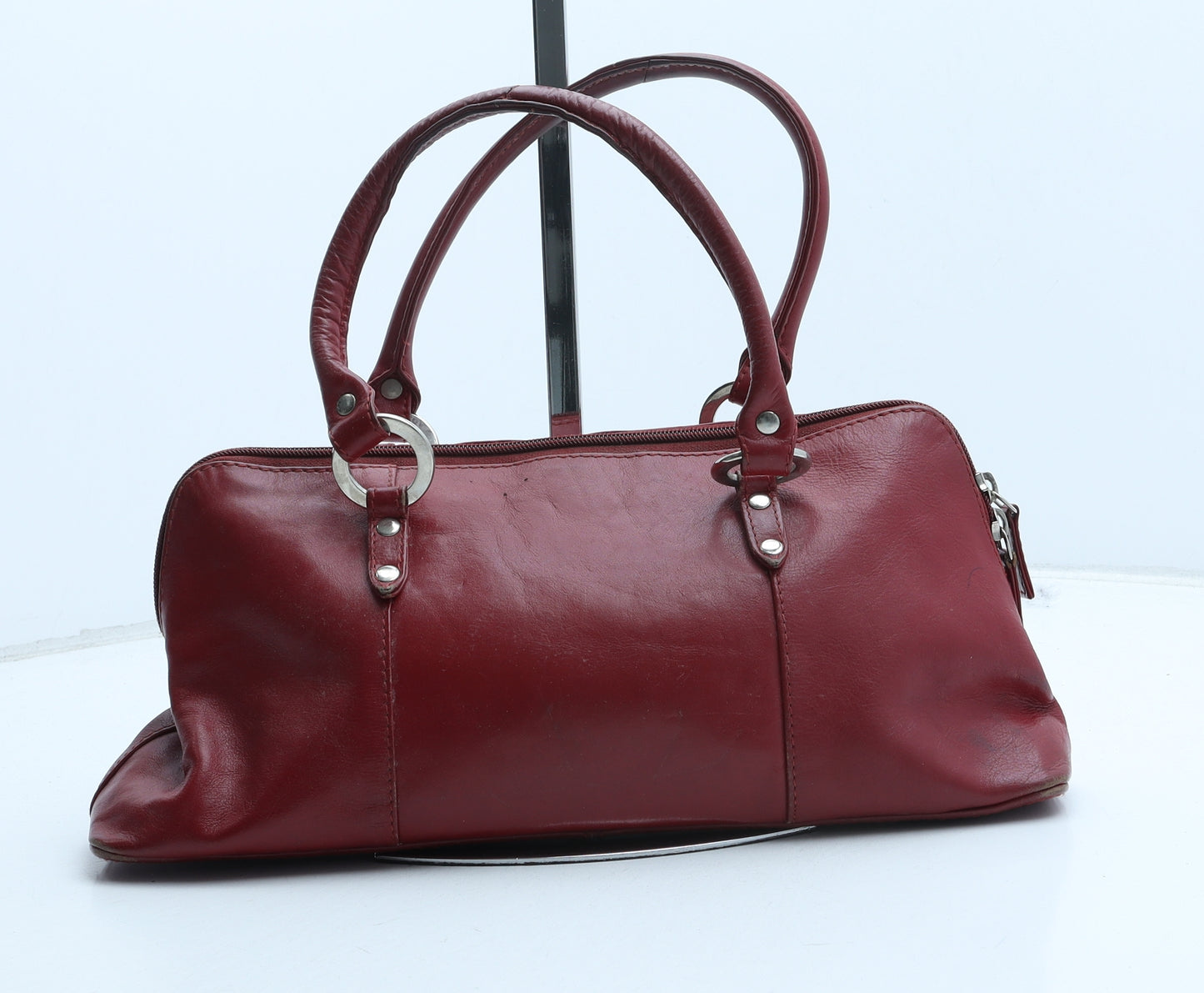 Claire Langford Womens Red Polyurethane Top Handle Bag Size Small