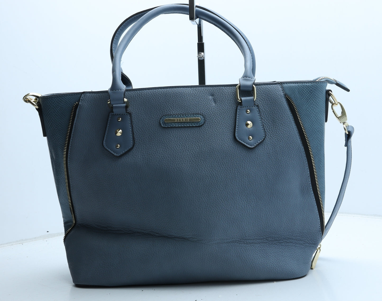 Bessie Womens Blue Polyurethane Hobo Bag Size Large