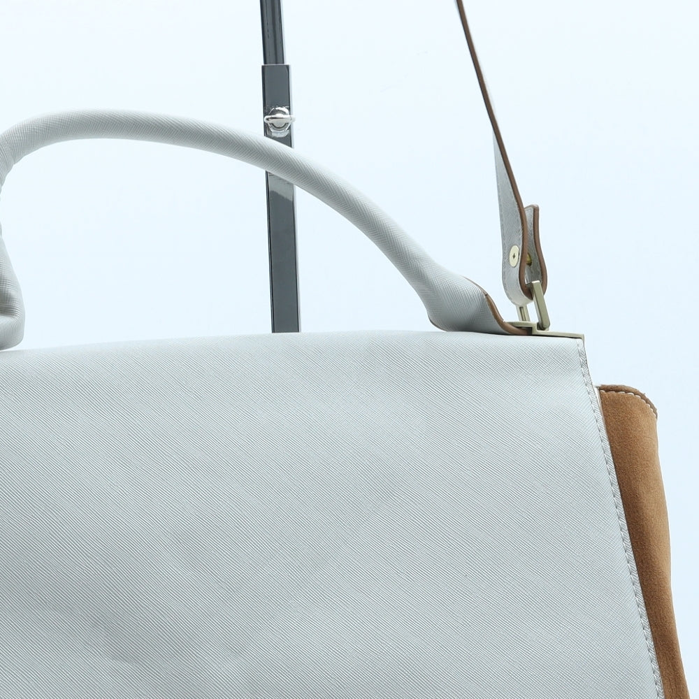 Zara Womens Beige Colorblock Polyurethane Crossbody Size Medium