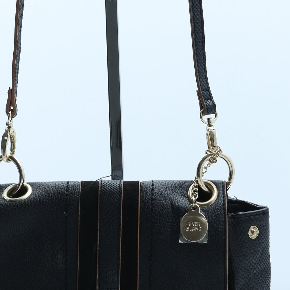 River Island Womens Black Polyurethane Crossbody Size Small - Snake Print