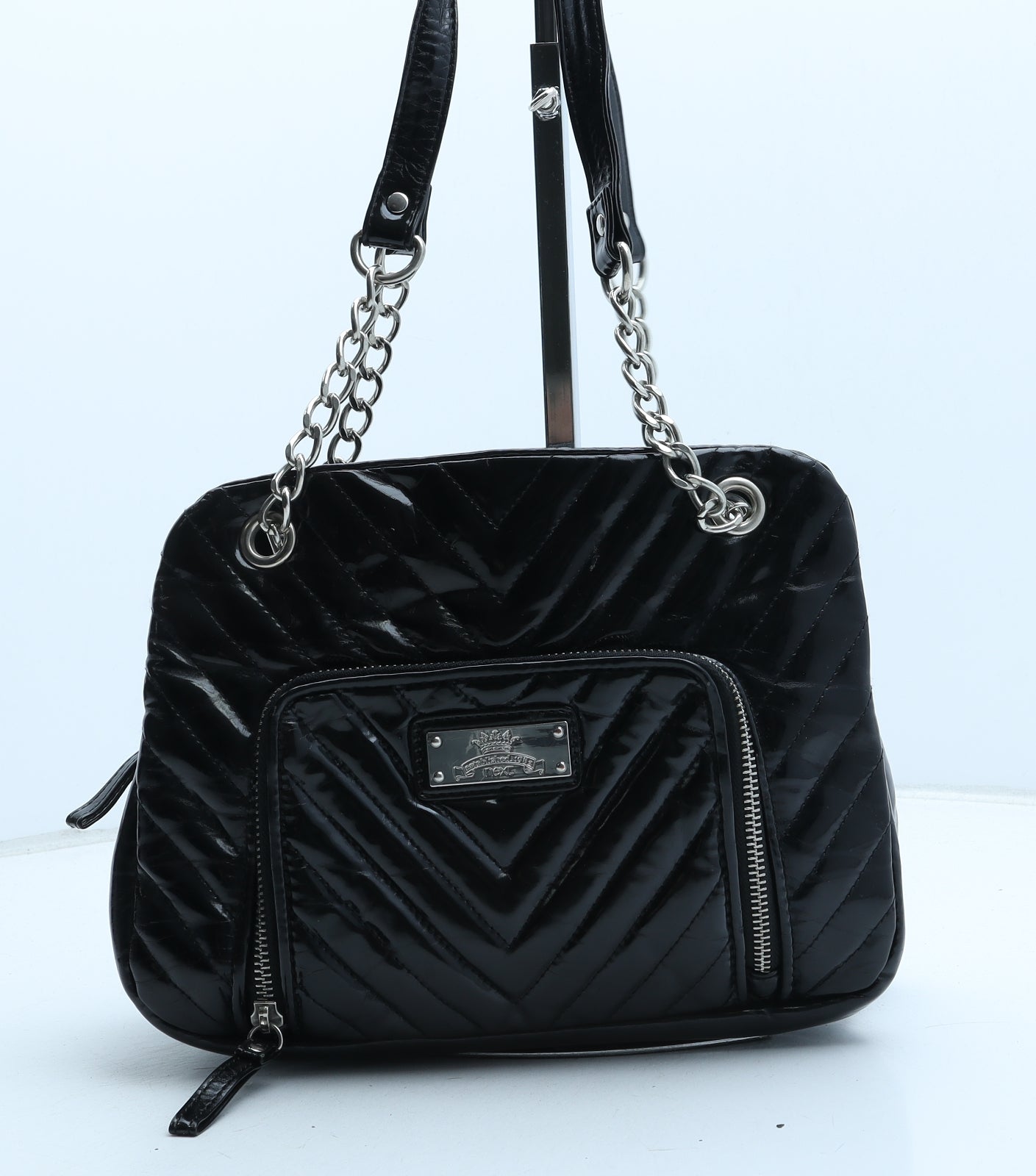 NEXT Womens Black PVC Top Handle Bag Size Small