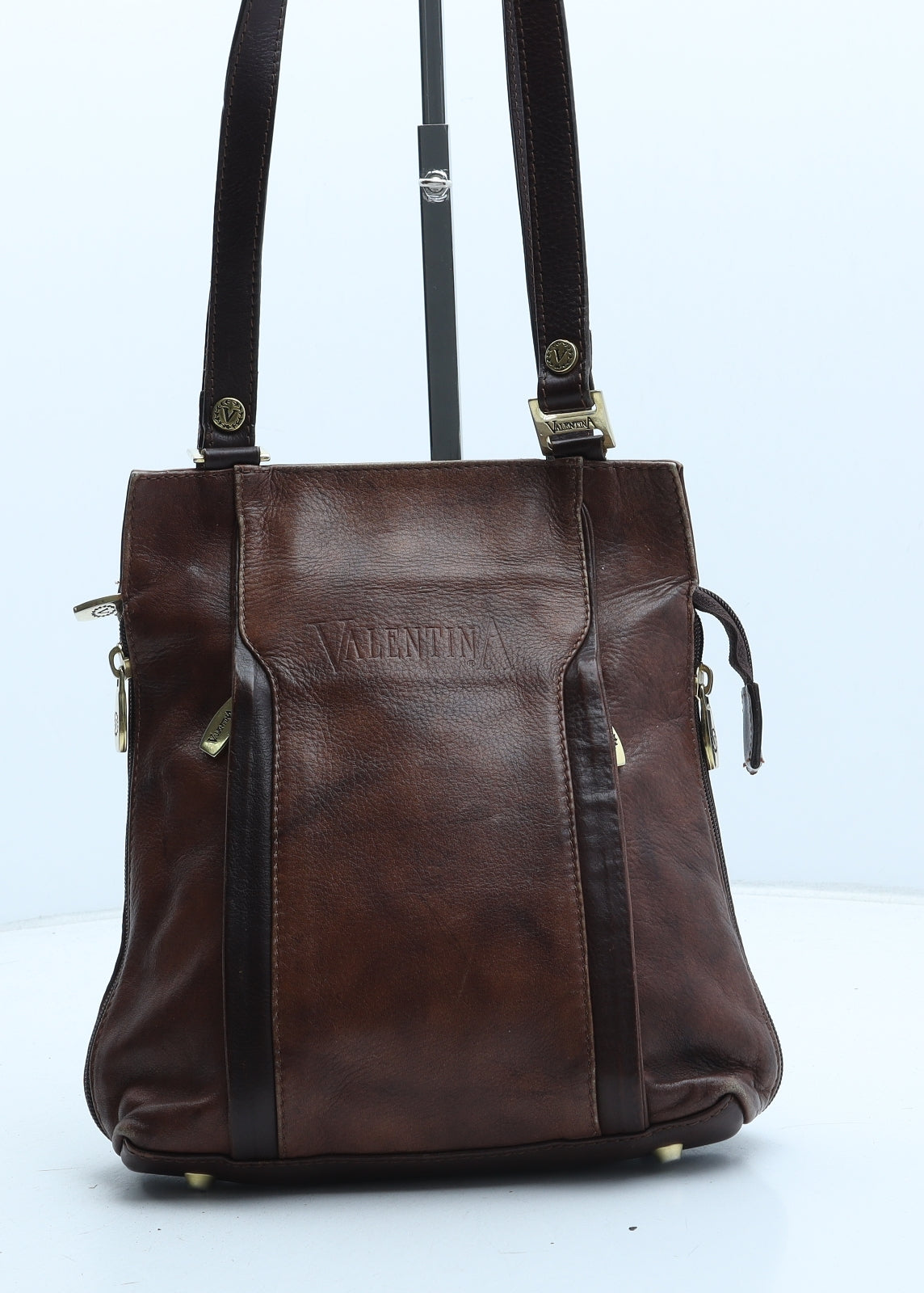 Valentina Womens Brown Leather Crossbody Size Small