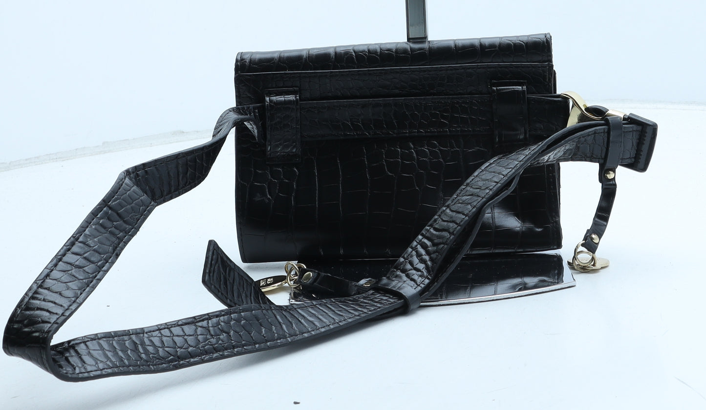 River Island Womens Black Polyurethane Belt Bag & Waist Pack Size Mini - Croc Texture