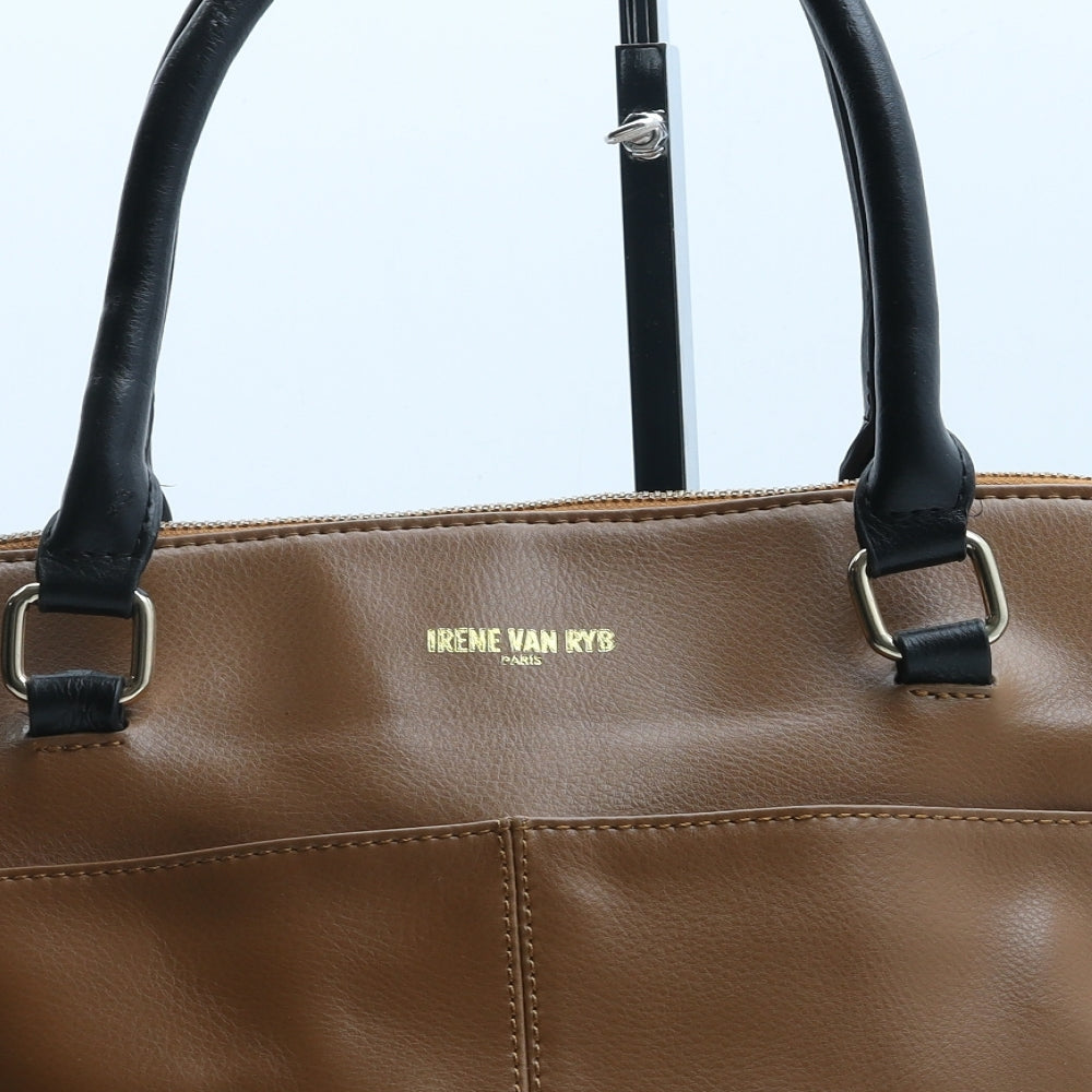IRENE VAN RYB Womens Brown Polyurethane Top Handle Bag Size Medium