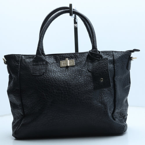 Preworn Womens Black Polyurethane Top Handle Bag Size Medium