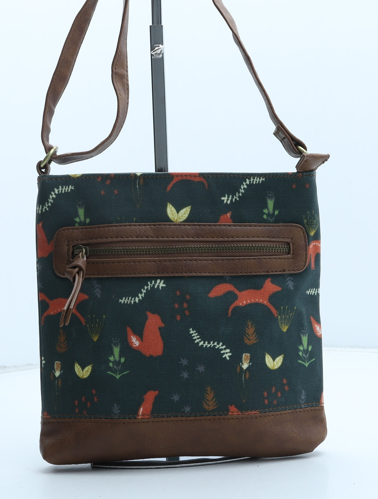 George Womens Green Floral Polyurethane Crossbody Size Small - Wildlife Animals