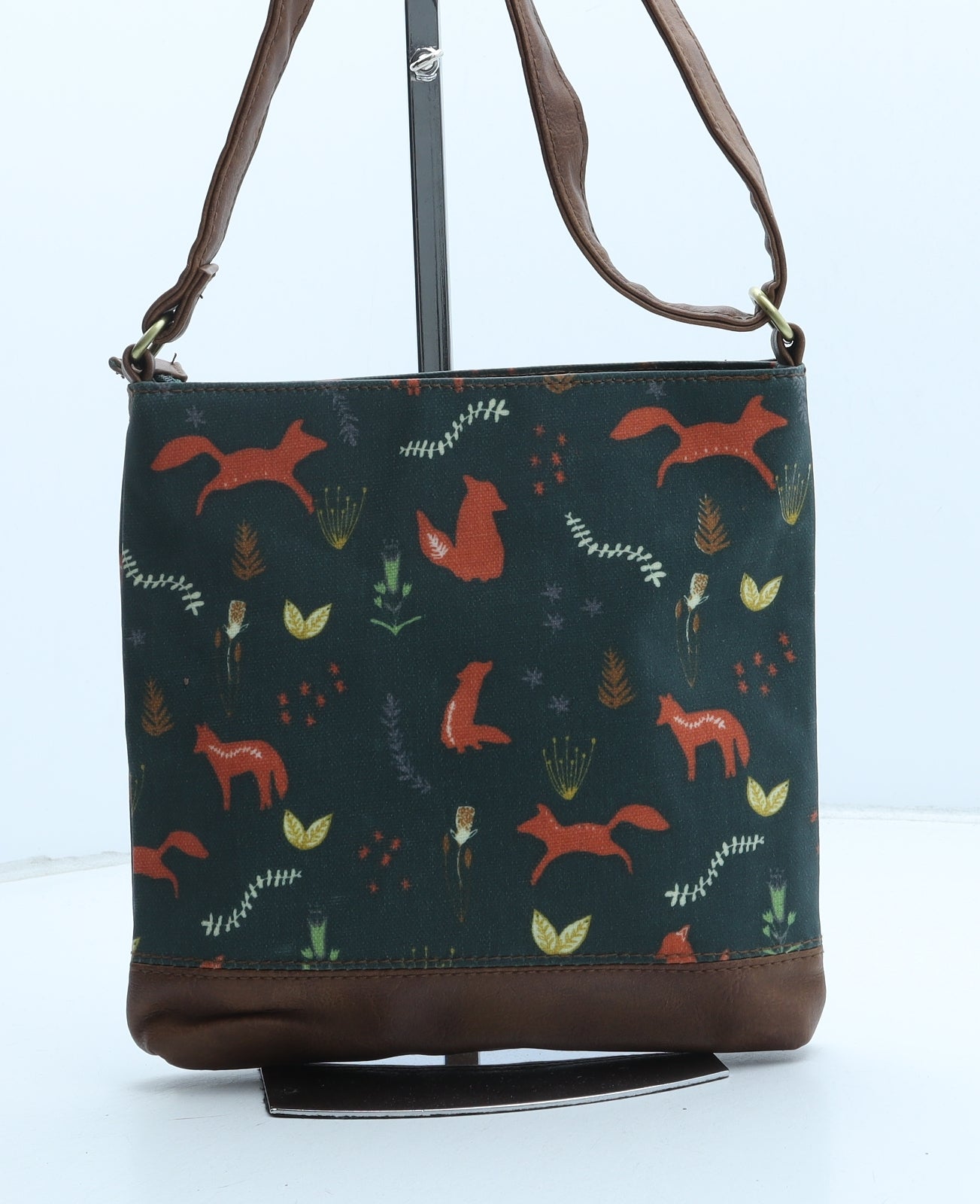 George Womens Green Floral Polyurethane Crossbody Size Small - Wildlife Animals