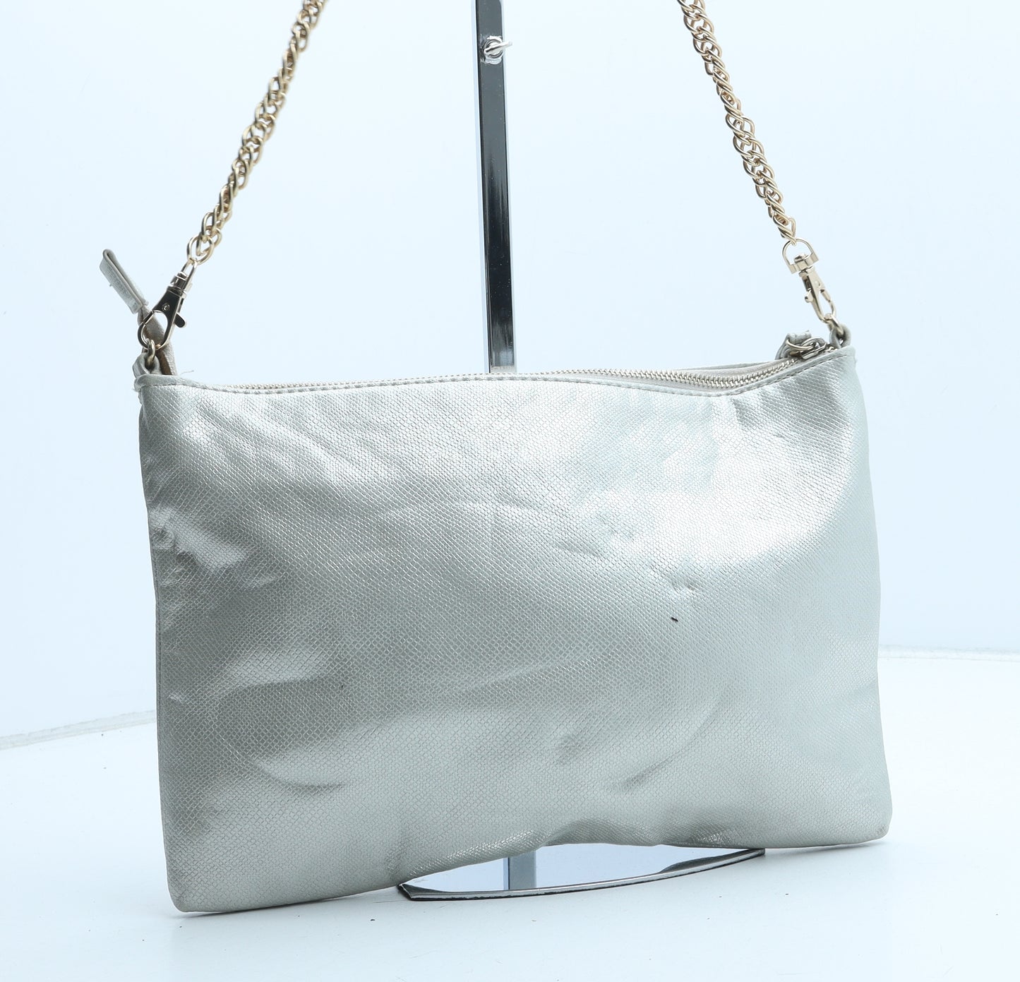 River Island Womens Silver Polyurethane Crossbody Size Medium