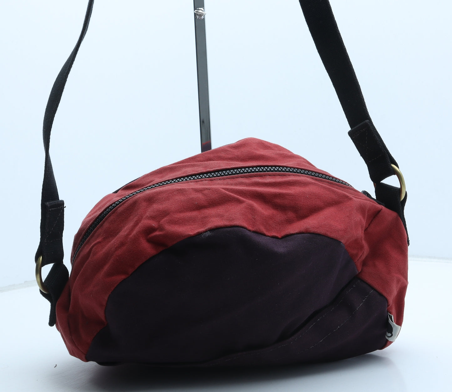 Preworn Womens Red Colorblock Polyester Crossbody Size Medium