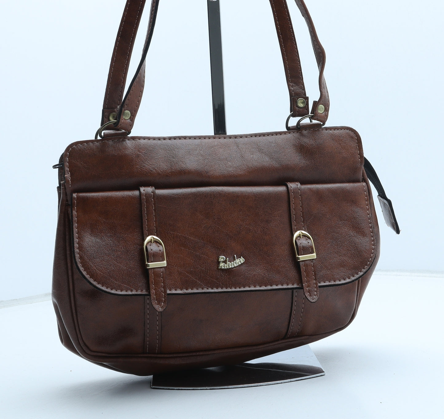 Paludas Womens Brown Polyurethane Satchel Size Small