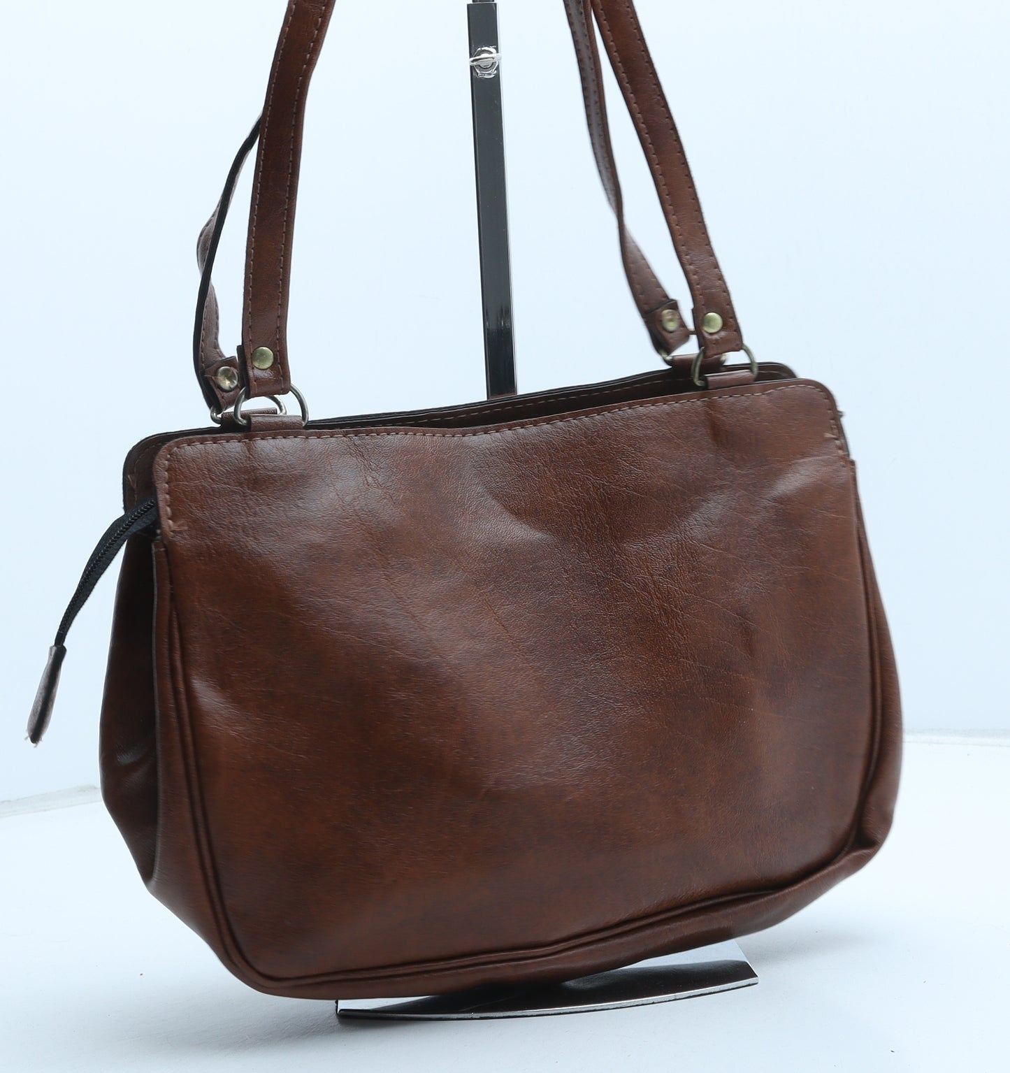 Paludas Womens Brown Polyurethane Satchel Size Small