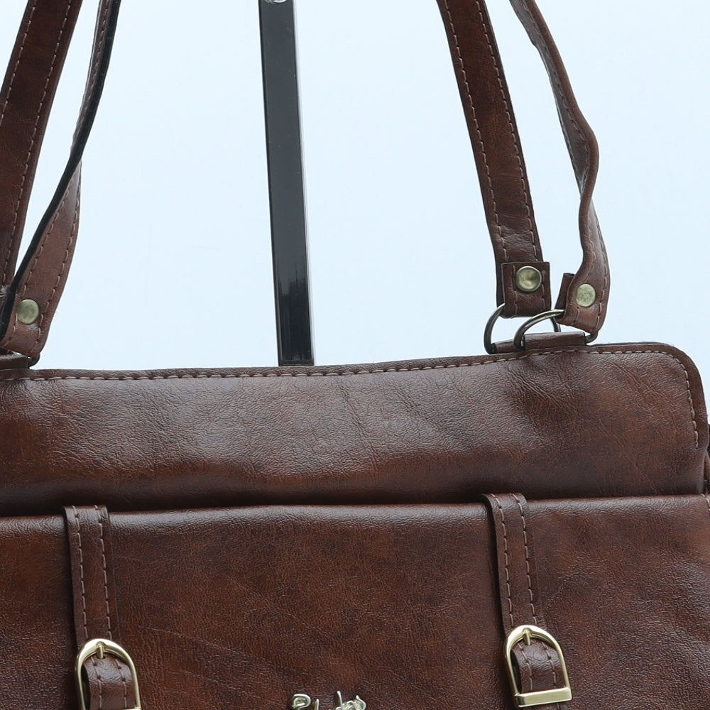 Paludas Womens Brown Polyurethane Satchel Size Small